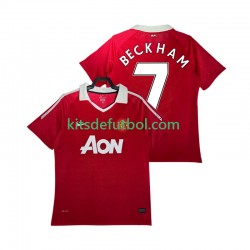 Manchester United BECKHAM 7 Retro 2010 2011 Hombre Camiseta de local Manga Corta