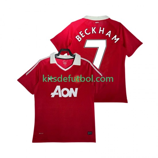 Manchester United BECKHAM 7 Retro 2010 2011 Hombre Camiseta de local Manga Corta