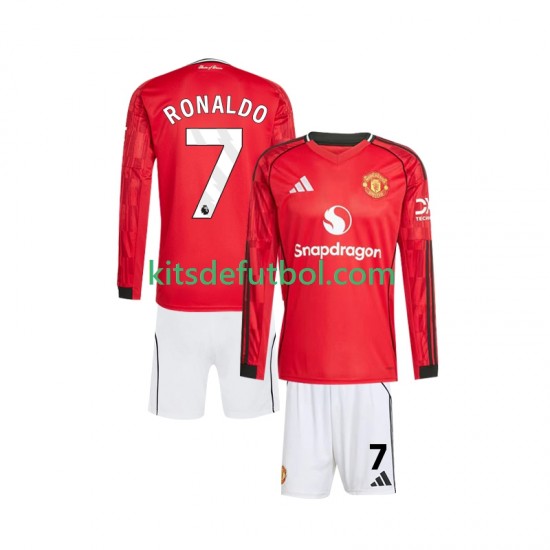 Equipación completa Niño Manchester United Cristiano Ronaldo 7 Camiseta de local 2025-2026 Manga Larga