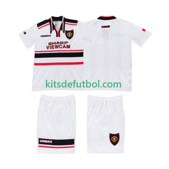 Equipación completa Niño Manchester United Retro 1998 Camiseta de visitante Manga Corta