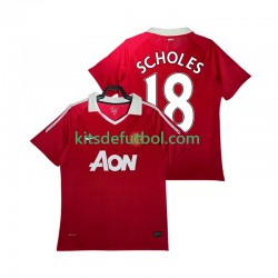 Manchester United SCHOLES 18 Retro 2010 2011 Hombre Camiseta de local Manga Corta