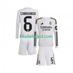 Equipación completa Niño Real Madrid Camavinga 6 Camiseta de local 2025-2026 Manga Larga
