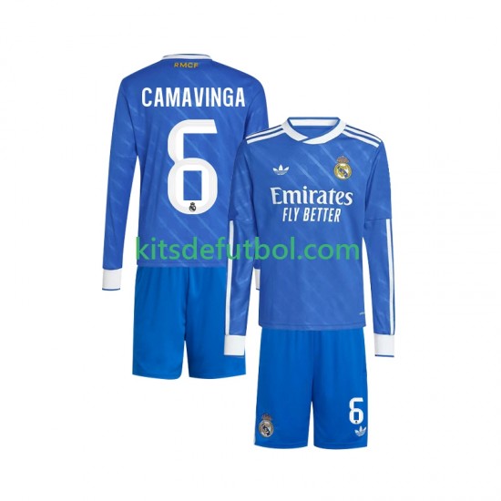 Equipación completa Niño Real Madrid Camavinga 6 Camiseta alternativa 2025-2026 Manga Larga