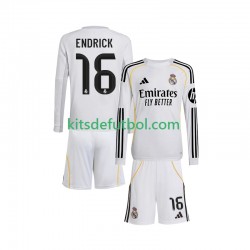 Equipación completa Niño Real Madrid Endrick 16 Camiseta de local 2025-2026 Manga Larga