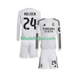Equipación completa Niño Real Madrid Huijsen 24 Camiseta de local 2025-2026 Manga Larga