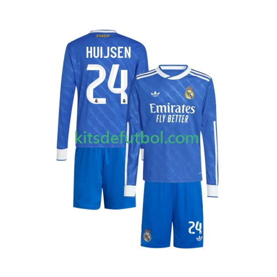 Equipación completa Niño Real Madrid Huijsen 24 Camiseta alternativa 2025-2026 Manga Larga