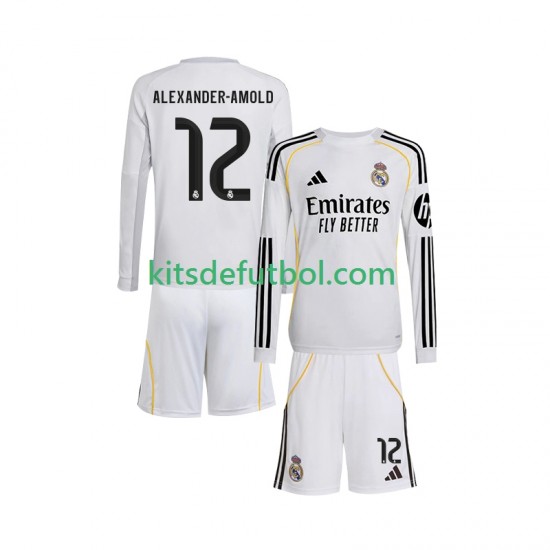 Equipación completa Niño Real Madrid Trent Alexander-Arnold 12 Camiseta de local 2025-2026 Manga Larga