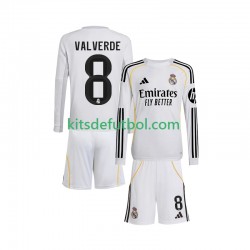 Equipación completa Niño Real Madrid Valverde 8 Camiseta de local 2025-2026 Manga Larga