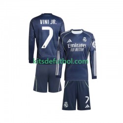 Equipación completa Niño Real Madrid Vinicius Junior 7 Camiseta de visitante 2025-2026 Manga Larga