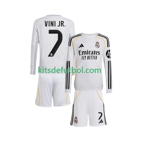 Equipación completa Niño Real Madrid Vinicius Junior 7 Camiseta de local 2025-2026 Manga Larga