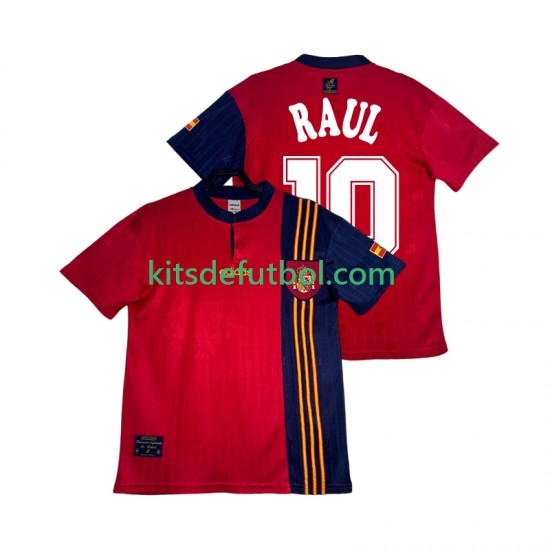 España RAUL 10 Retro 1996 Hombre Camiseta de local Manga Corta