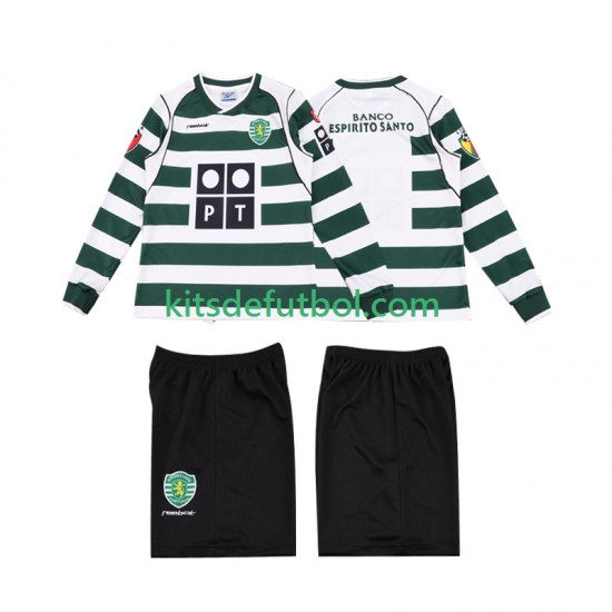Equipación completa Niño Sporting CP Retro 2001 2003 Camiseta de local Manga Larga