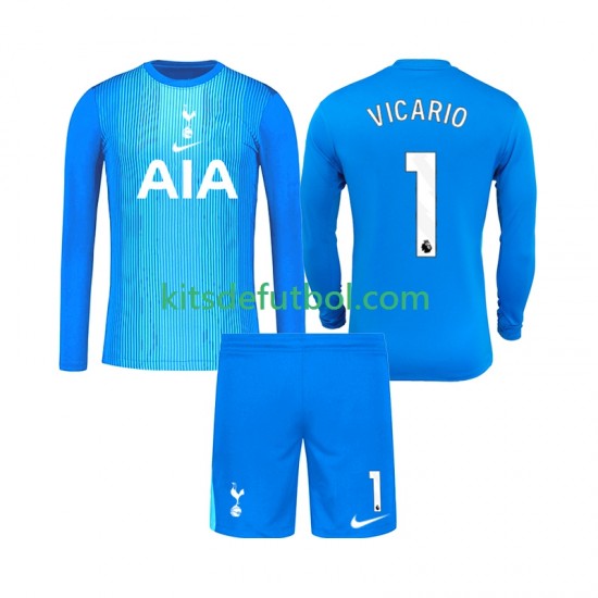Equipación completa Niño Tottenham Hotspur Portero Guglielmo Vicario 1 Camiseta de visitante 2025-2026 Manga Larga