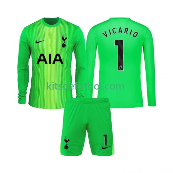 Equipación completa Niño Tottenham Hotspur Portero Guglielmo Vicario 1 Camiseta de local 2025-2026 Manga Larga